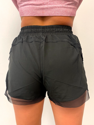Two-in-one Athletic Shorts Fabric Liner - Black
