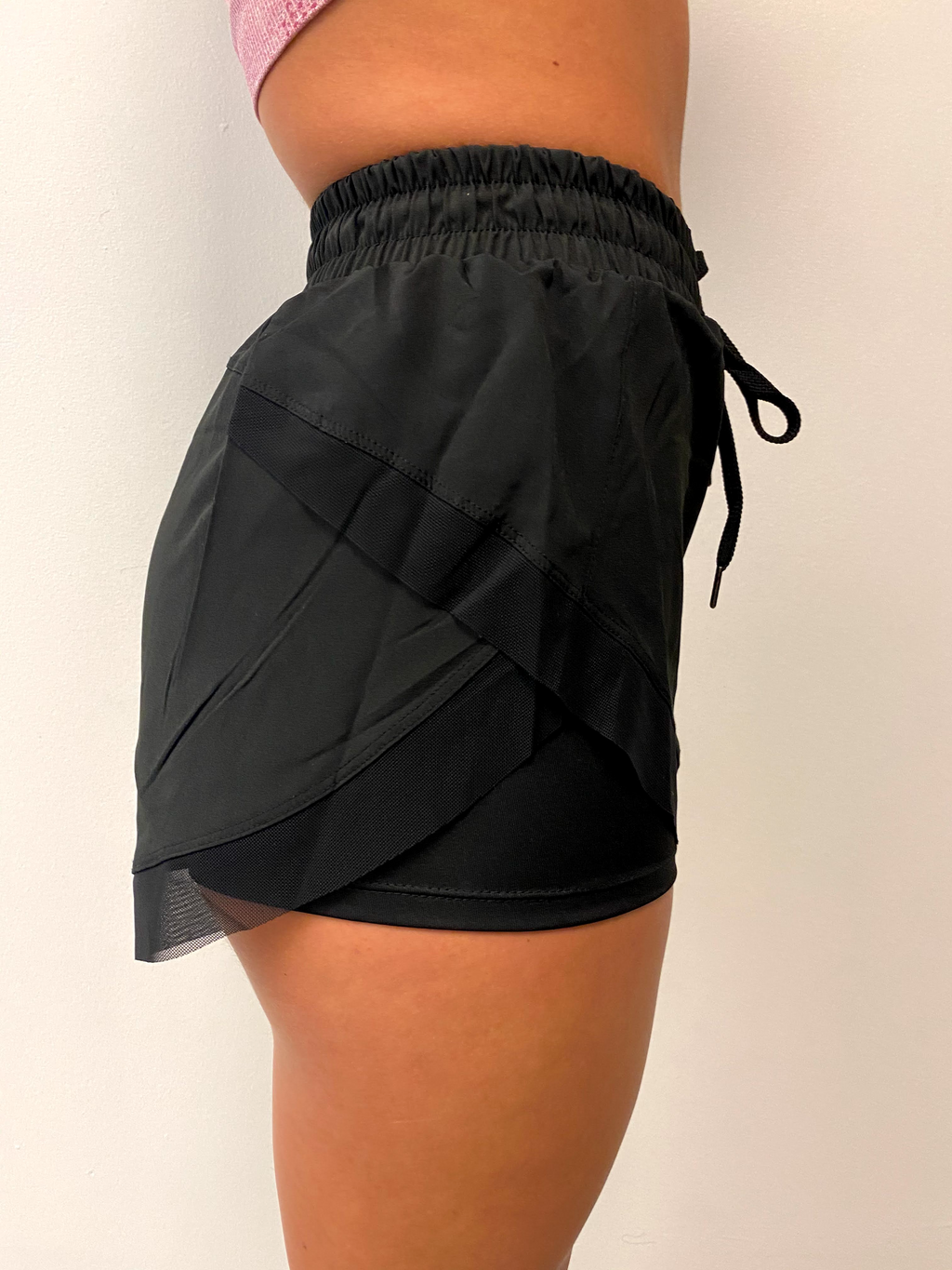 Two-in-one Athletic Shorts Fabric Liner - Black