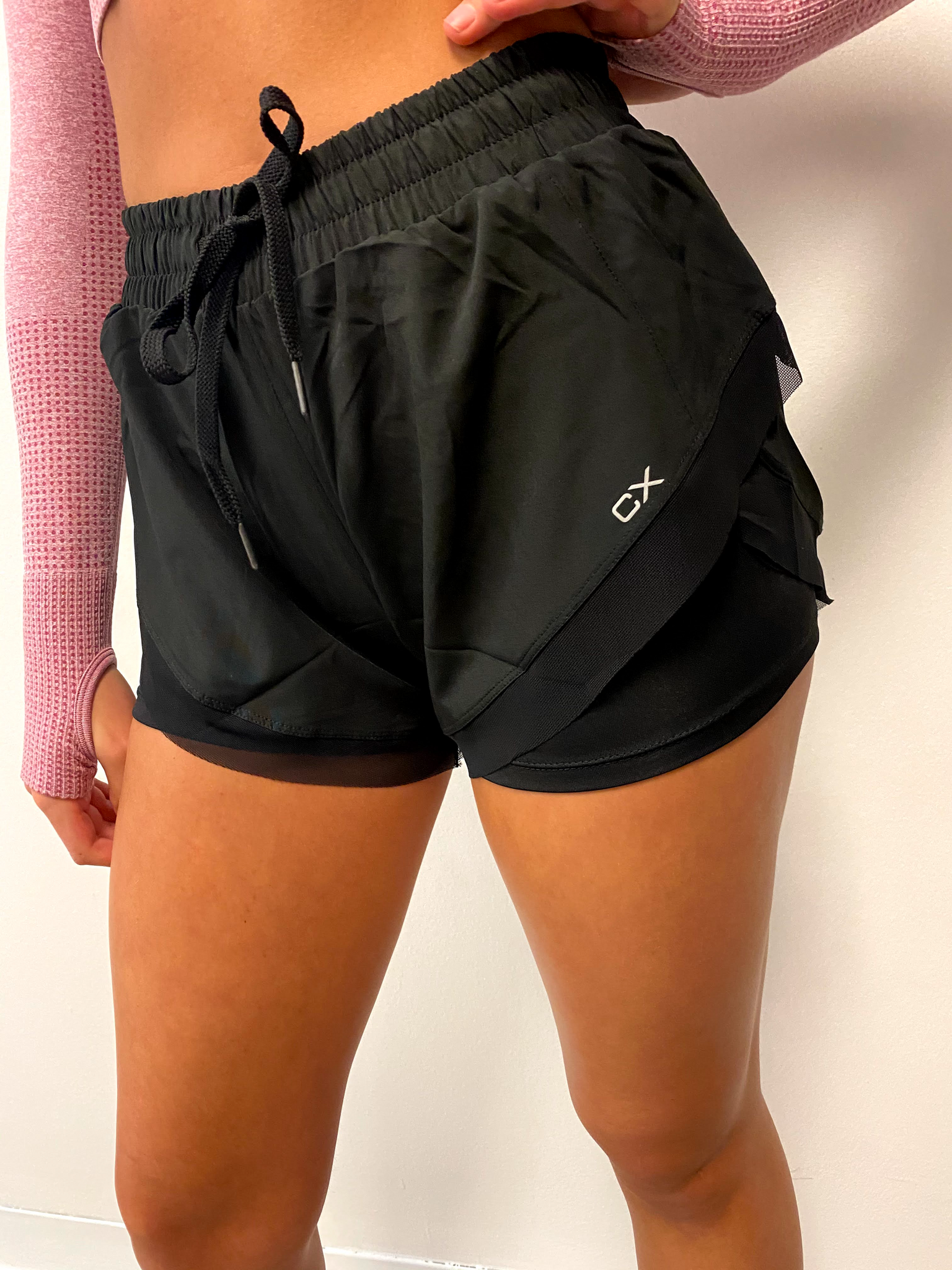 Two-in-one Athletic Shorts Fabric Liner - Black