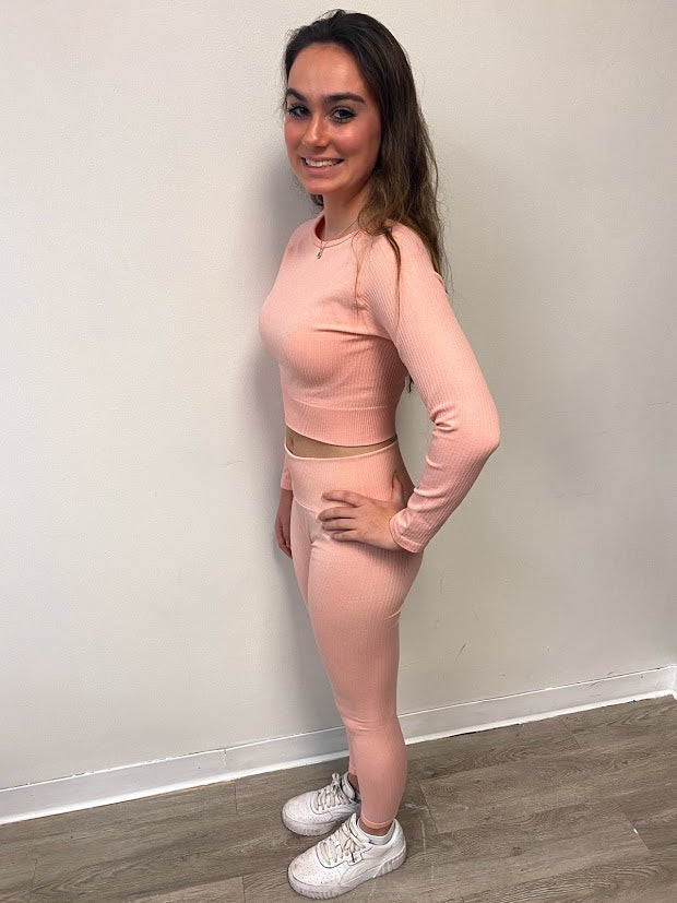 NEW Ribbed Leggings - Peach