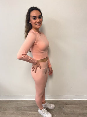 NEW Ribbed Leggings - Peach