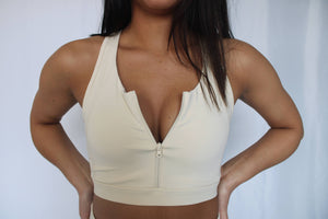 NEW Zip-up Sports Bra FULL SET - Cream