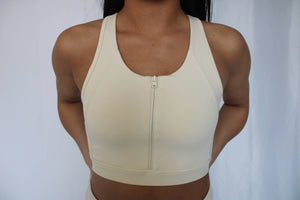 NEW Zip-up Sports Bra FULL SET - Cream