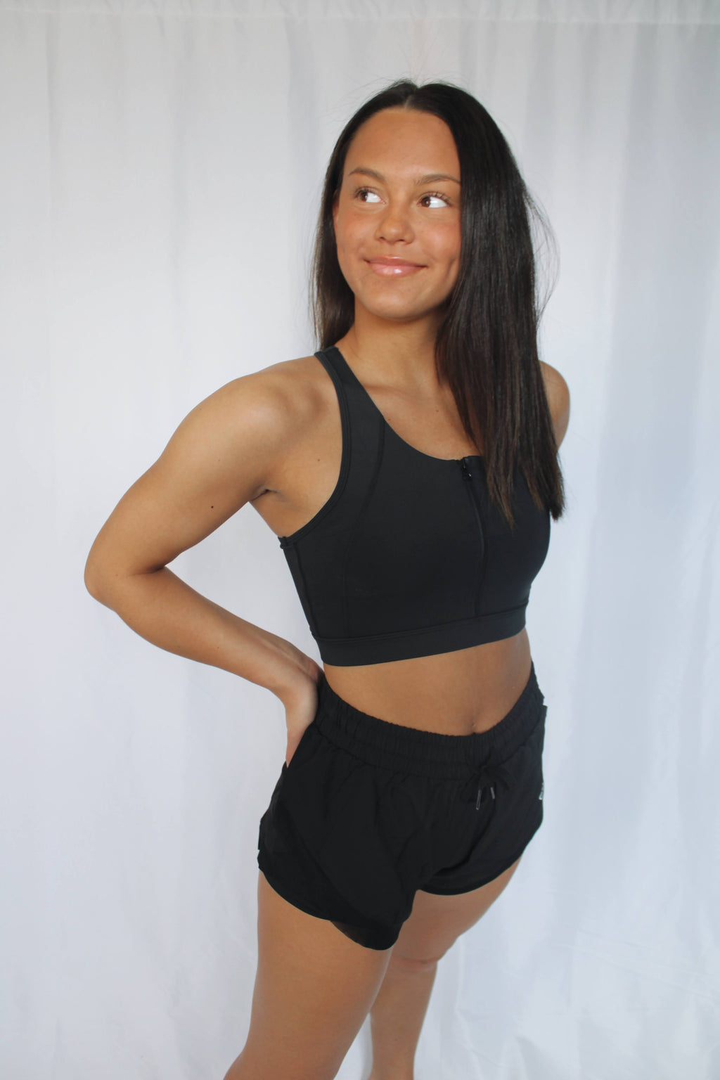 NEW Zip-up Sports Bra - All Black