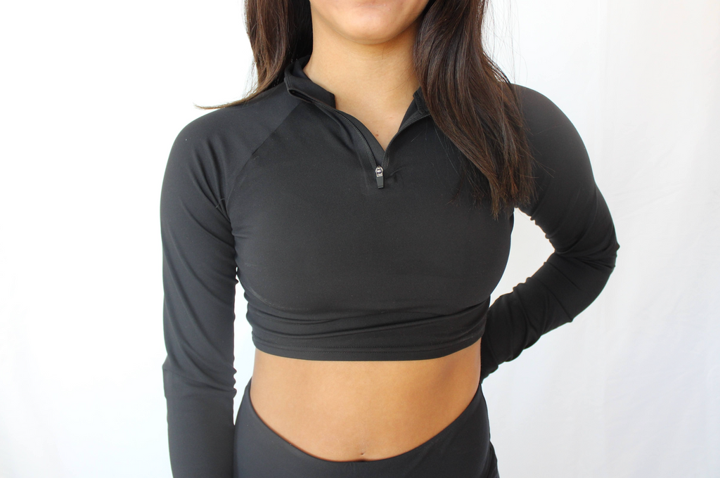 NEW Sport 1/2 Zip High Cropped - Pitch Black