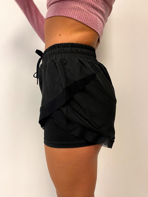 Two-in-one Athletic Shorts Fabric Liner - Black